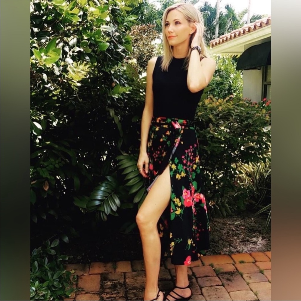 CAbi Floral Wrap Skirt